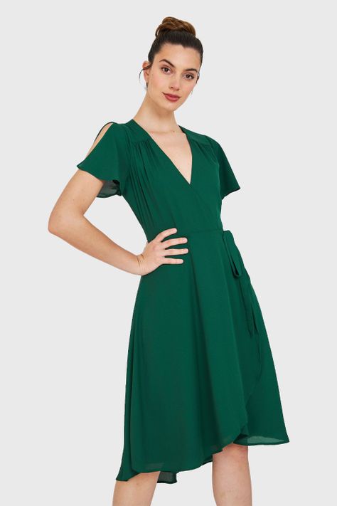 Vestido Envolvente Lazo Verde Oscuro Nicopoly-4