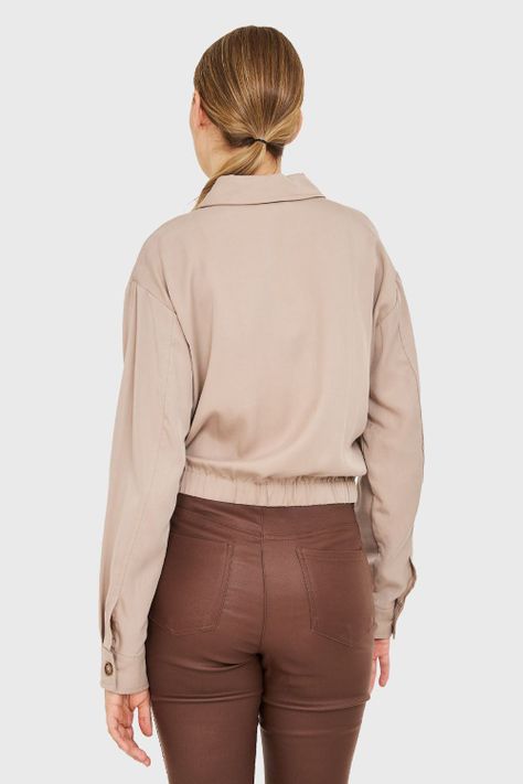 Blusa Bolsillos Cargo Khaki Nicopoly-3