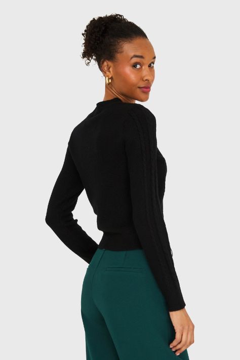 Sweater Diseño Trenzado Negro Nicopoly-3