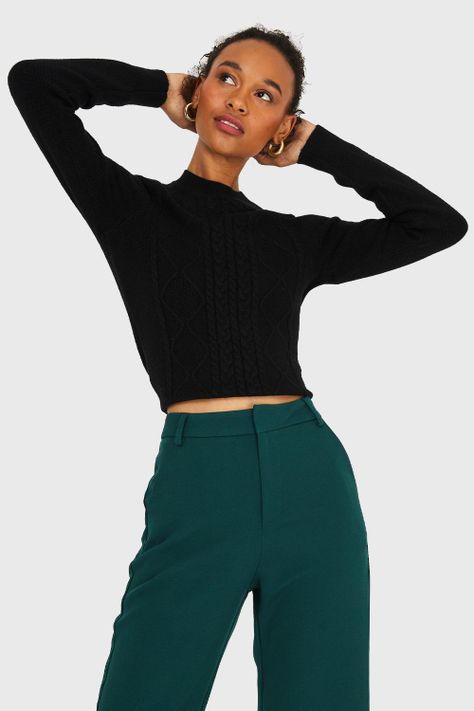 Sweater Diseño Trenzado Negro Nicopoly-4