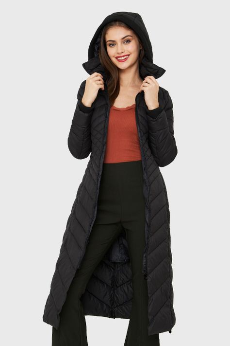 Parka Larga Acolchada Negro Nicopoly-0