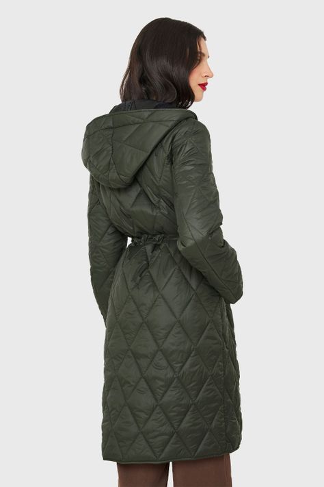 Parka Larga Quilt Cintura Ajustable Oliva Nicopoly-3