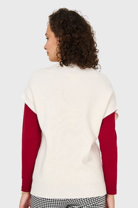 Sweater Escote Profundo Blanco Nicopoly-3