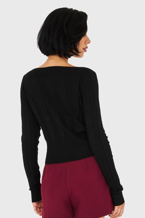 Sweater Cuello Bote Negro Nicopoly-3