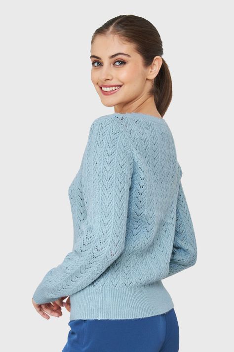 Sweater Punto Fantasía Lurex Celeste Nicopoly-3
