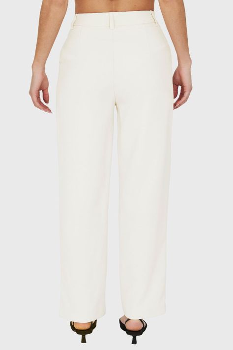 Pantalón Con Pinzas Recto Blanco Nicopoly-3