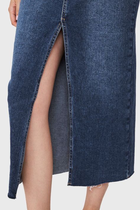 Falda Denim Tajo Frontal Azul Nicopoly-5