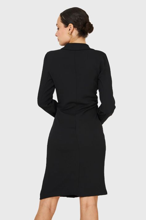 Vestido Pliegues En Cintura Negro Nicopoly-3