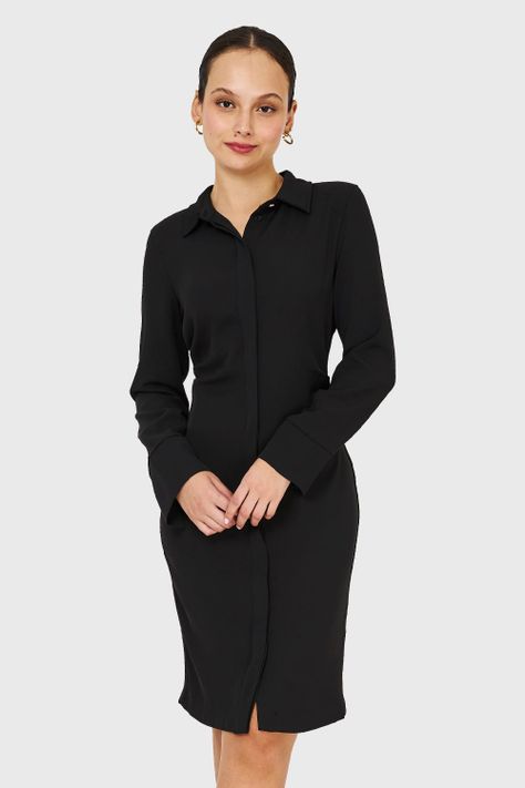 Vestido Pliegues En Cintura Negro Nicopoly-4