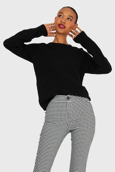 Sweater Diseño Rombos Negro Nicopoly-0