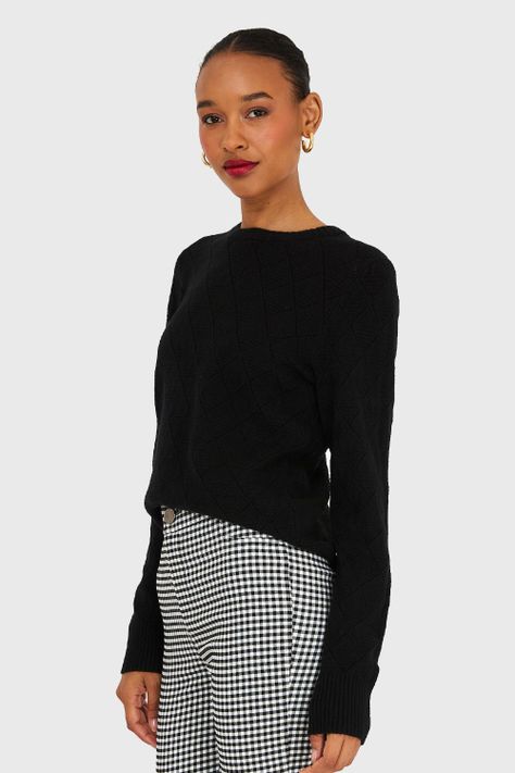 Sweater Diseño Rombos Negro Nicopoly-2