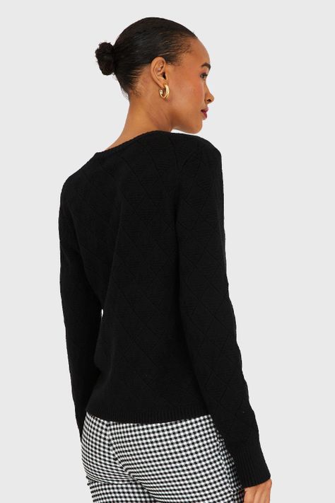 Sweater Diseño Rombos Negro Nicopoly-3