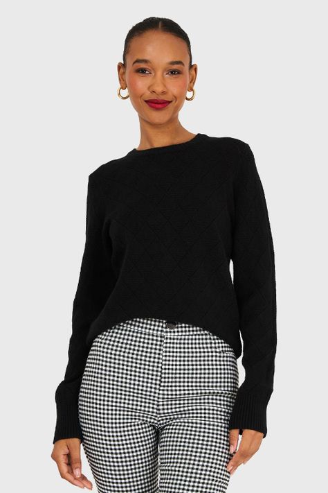 Sweater Diseño Rombos Negro Nicopoly-4