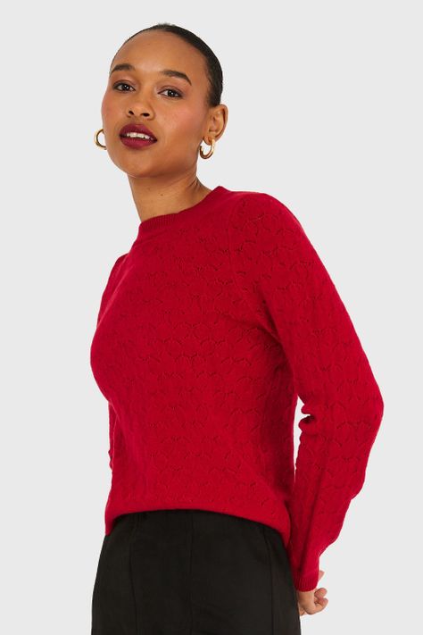Sweater Básico Cuello Redondo Rojo Nicopoly-2