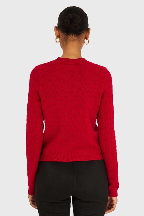 Sweater Básico Cuello Redondo Rojo Nicopoly-3