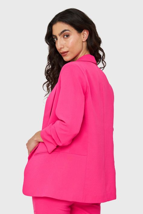 Blazer Manga 3/4 Con Pliegues Fucsia Nicopoly-3