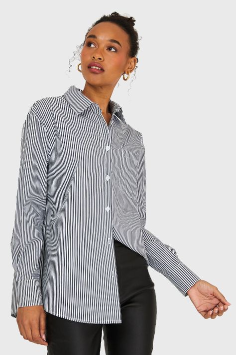 Camisa Rayas Negro Nicopoly-0