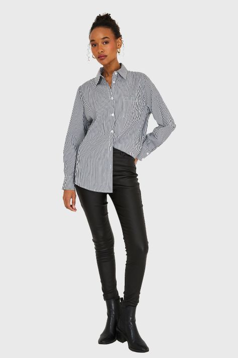 Camisa Rayas Negro Nicopoly-1
