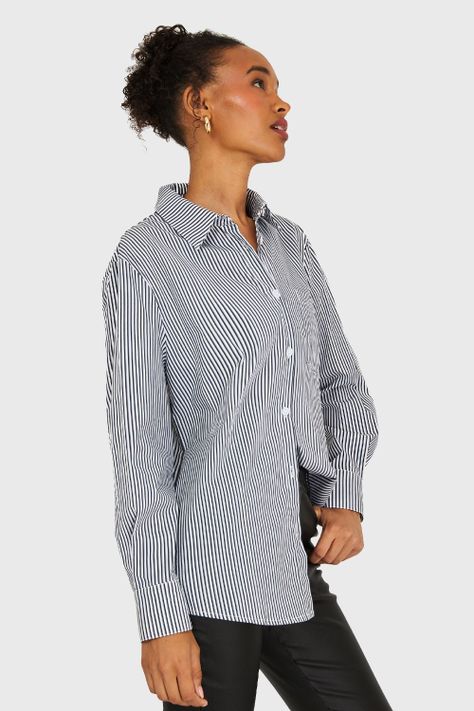 Camisa Rayas Negro Nicopoly-2