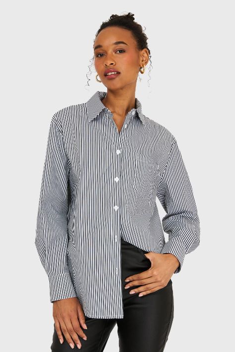 Camisa Rayas Negro Nicopoly-4