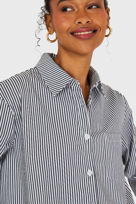 Camisa Rayas Negro Nicopoly-5