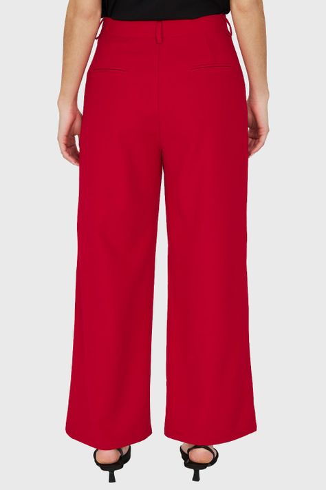 Pantalón Pinzas Tiro Alto Rojo Nicopoly-3