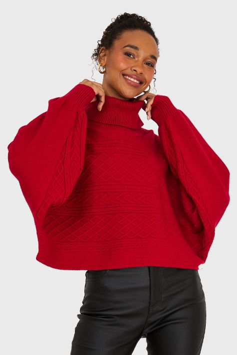 Sweater Manga Muerciélago Rojo Nicopoly-4