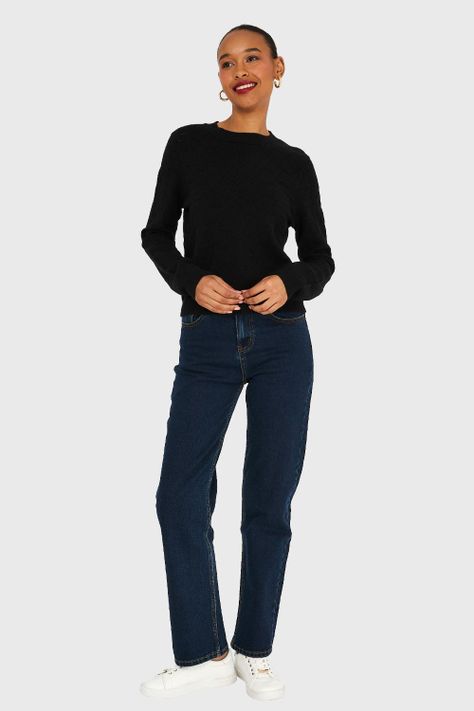 Sweater Básico Cuello Redondo Negro Nicopoly-1