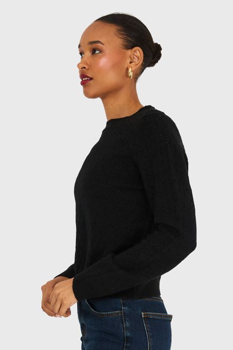 Sweater Básico Cuello Redondo Negro Nicopoly-2