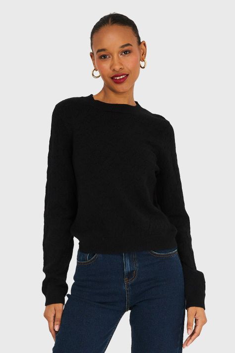 Sweater Básico Cuello Redondo Negro Nicopoly-4