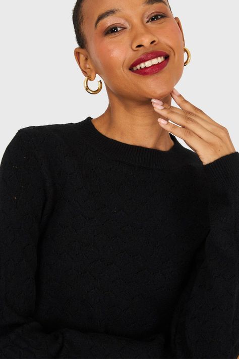 Sweater Básico Cuello Redondo Negro Nicopoly-5