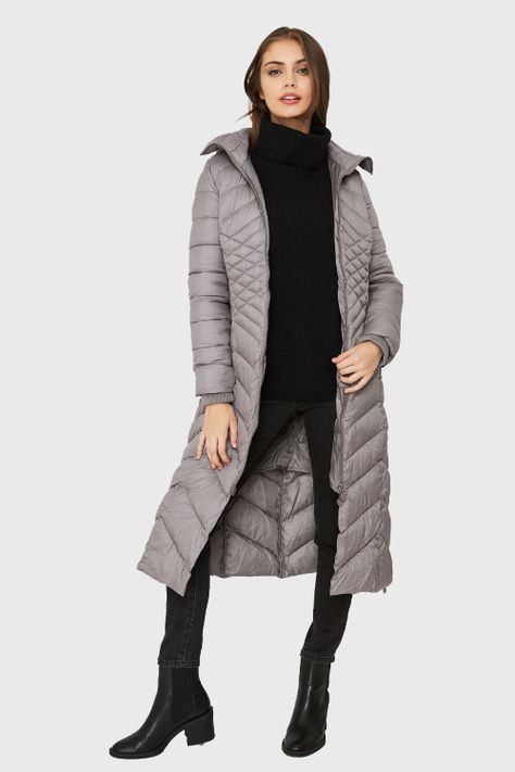 Parka Larga Acolchada Gris Nicopoly-1