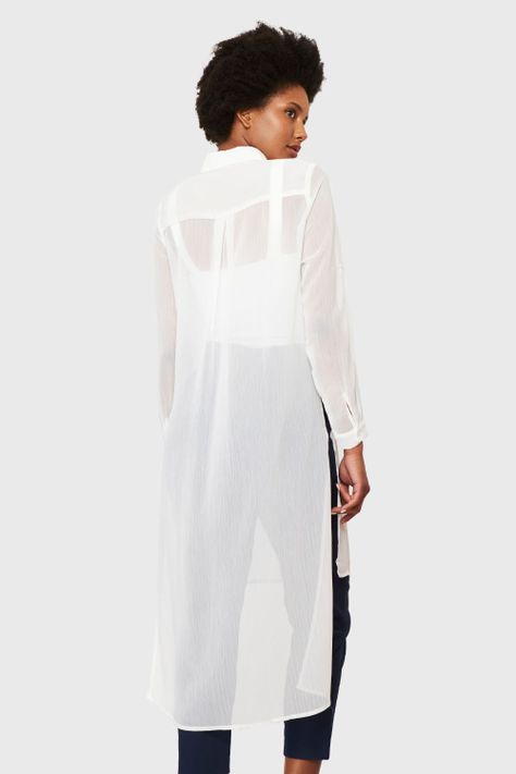 Blusa Larga Transparente Blanco Nicopoly-3