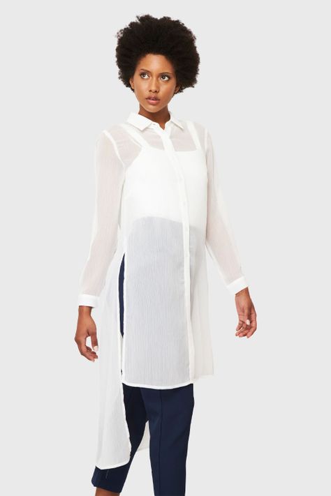 Blusa Larga Transparente Blanco Nicopoly-2