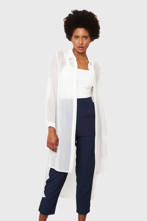 Blusa Larga Transparente Blanco Nicopoly-4