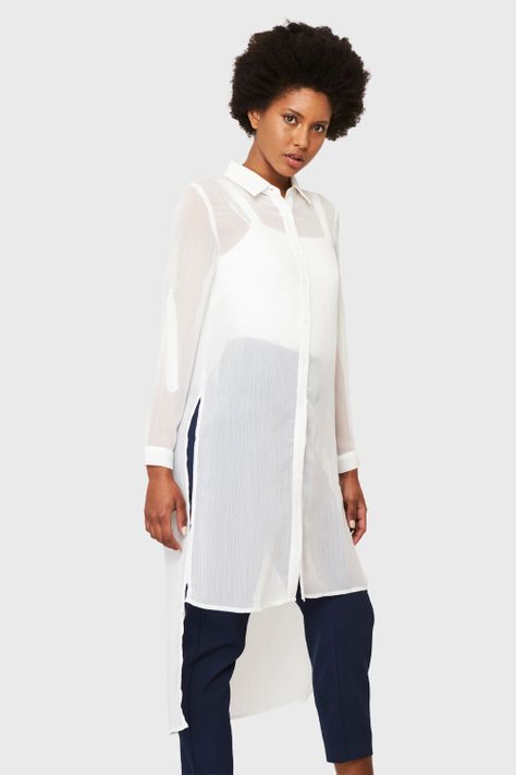 Blusa Larga Transparente Blanco Nicopoly-0