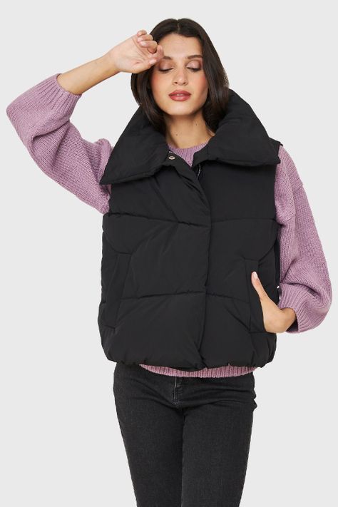 Parka Sin Mangas Imán Cuello Negro Nicopoly-4