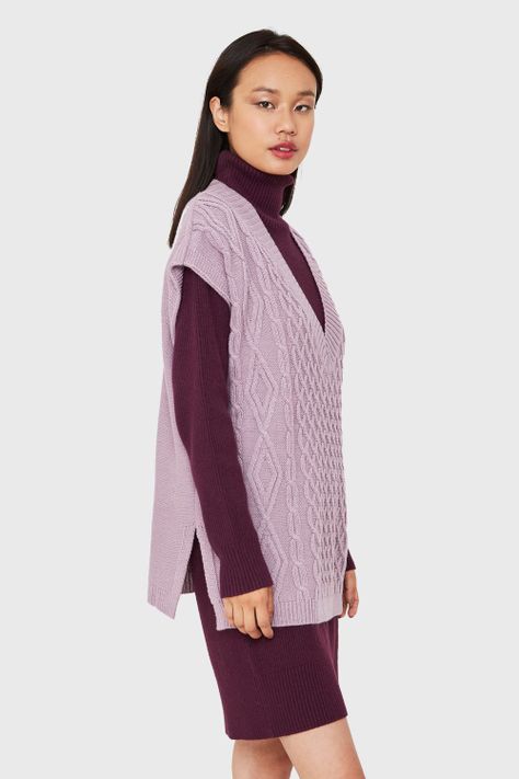 Chaleco Oversize Rombos Lila Nicopoly-2