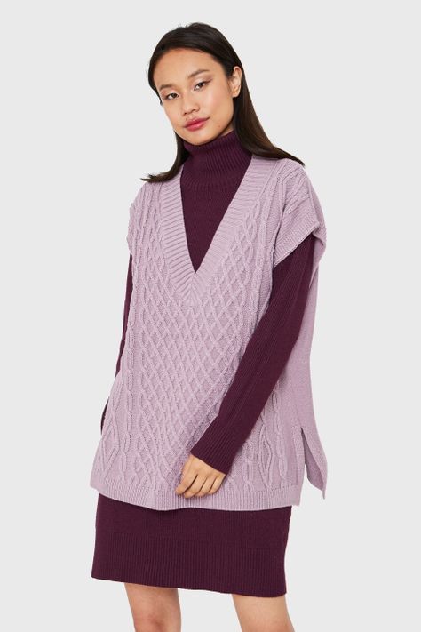 Chaleco Oversize Rombos Lila Nicopoly-4