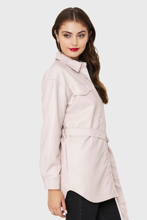 Chaqueta Lazo Ecocuero Crema Nicopoly-2