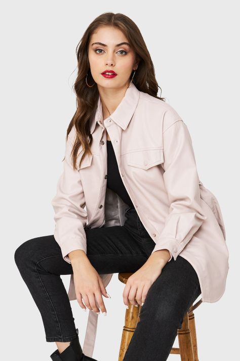 Chaqueta Lazo Ecocuero Crema Nicopoly-0