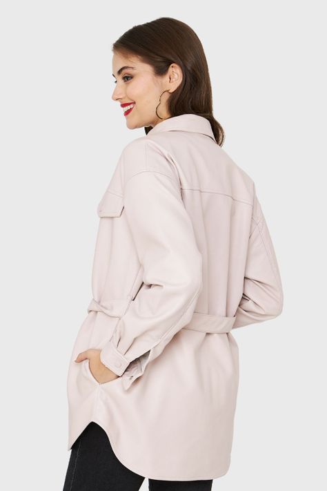 Chaqueta Lazo Ecocuero Crema Nicopoly-3