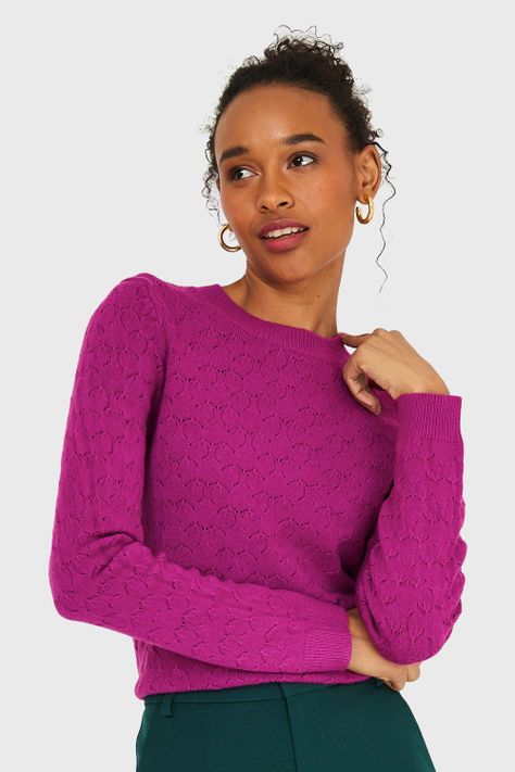 Sweater Básico Cuello Redondo Magenta Nicopoly-0
