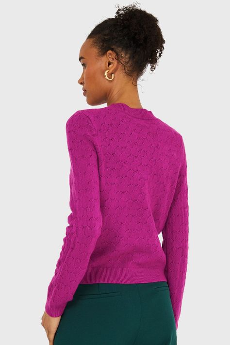 Sweater Básico Cuello Redondo Magenta Nicopoly-3