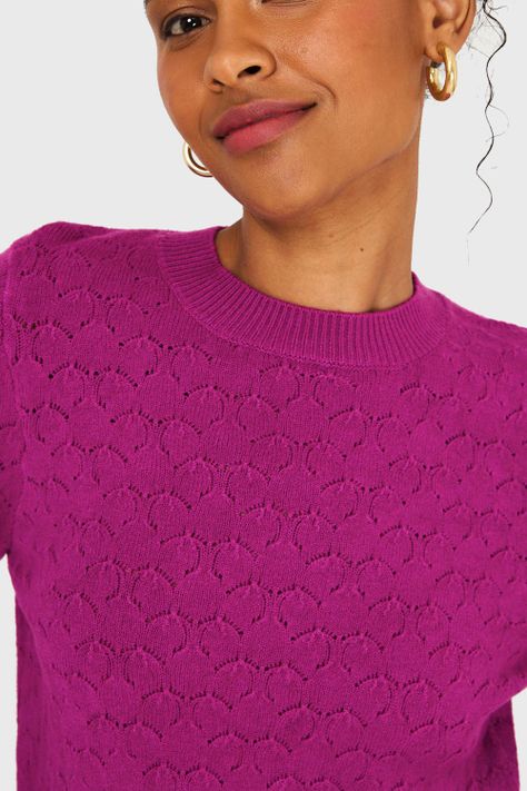Sweater Básico Cuello Redondo Magenta Nicopoly-5