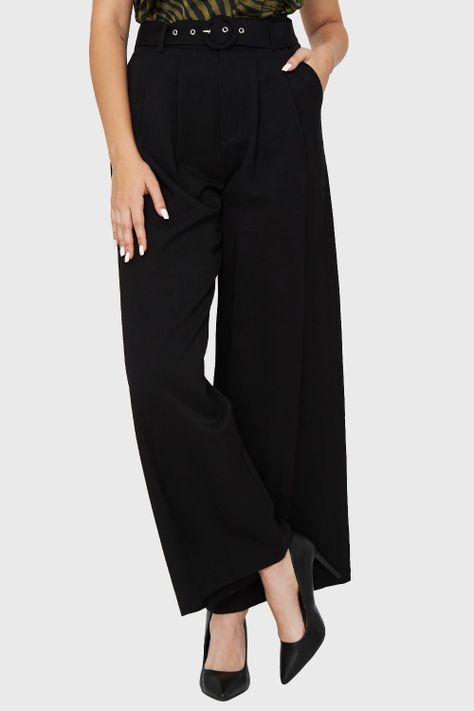 Pantalón Palazzo Hebilla Negro Nicopoly-4