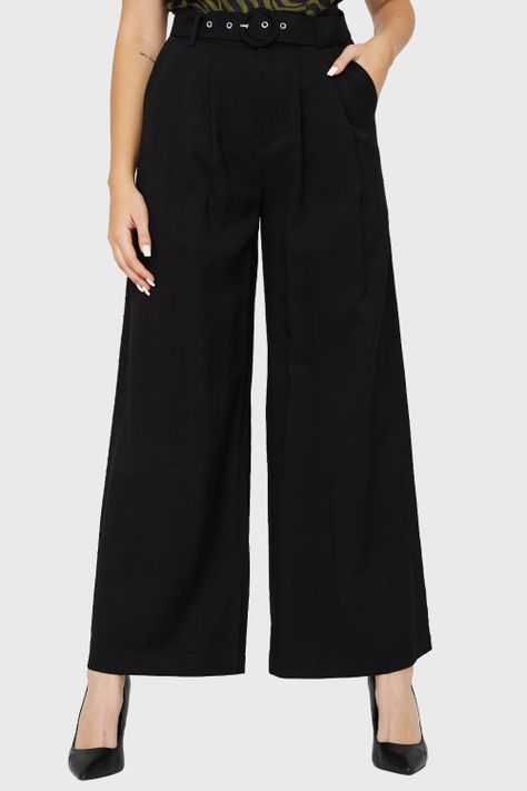 Pantalón Palazzo Hebilla Negro Nicopoly-0