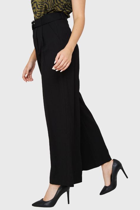 Pantalón Palazzo Hebilla Negro Nicopoly-2
