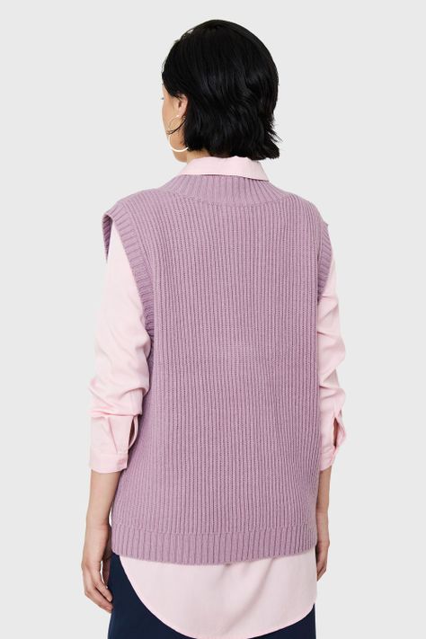 Chaleco Cuello V Oversize Lila Nicopoly-3