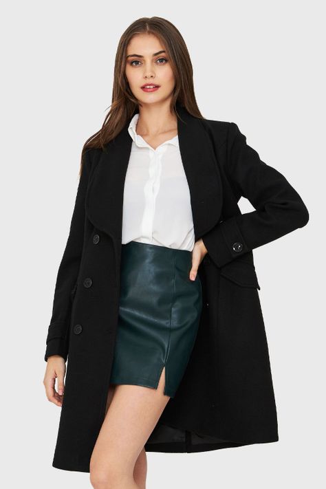 Abrigo Seis Botones Negro Nicopoly-4
